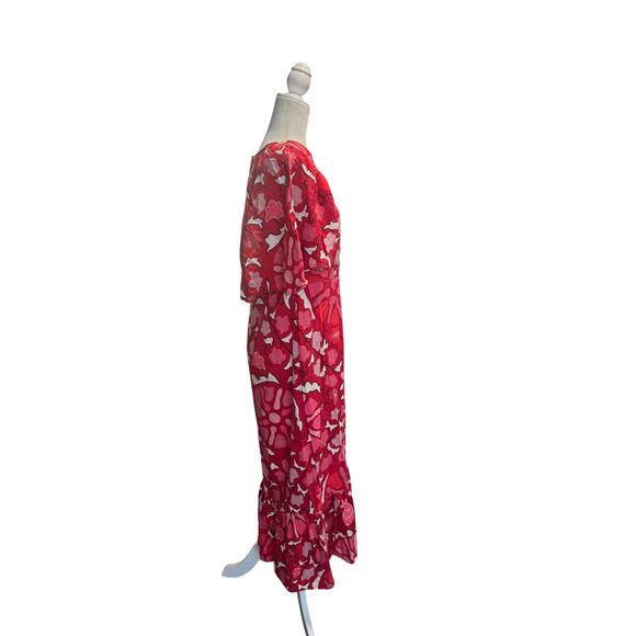 Rhode x Target Red Zinnia Floral Linen-Blend Midi/Maxi Dress – Size 14 - Picture 4 of 9